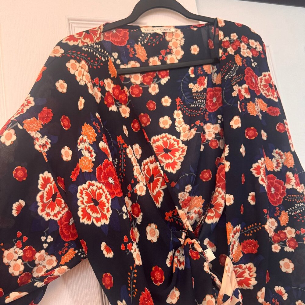 Floral Tie Front Blouse